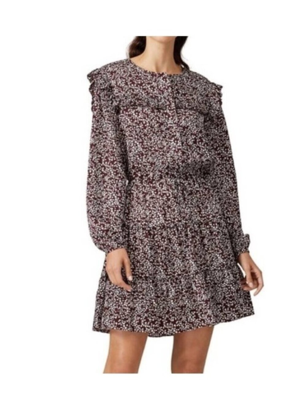 Rebecca Minkoff floral prints ruffles long sleeve mini dress 012